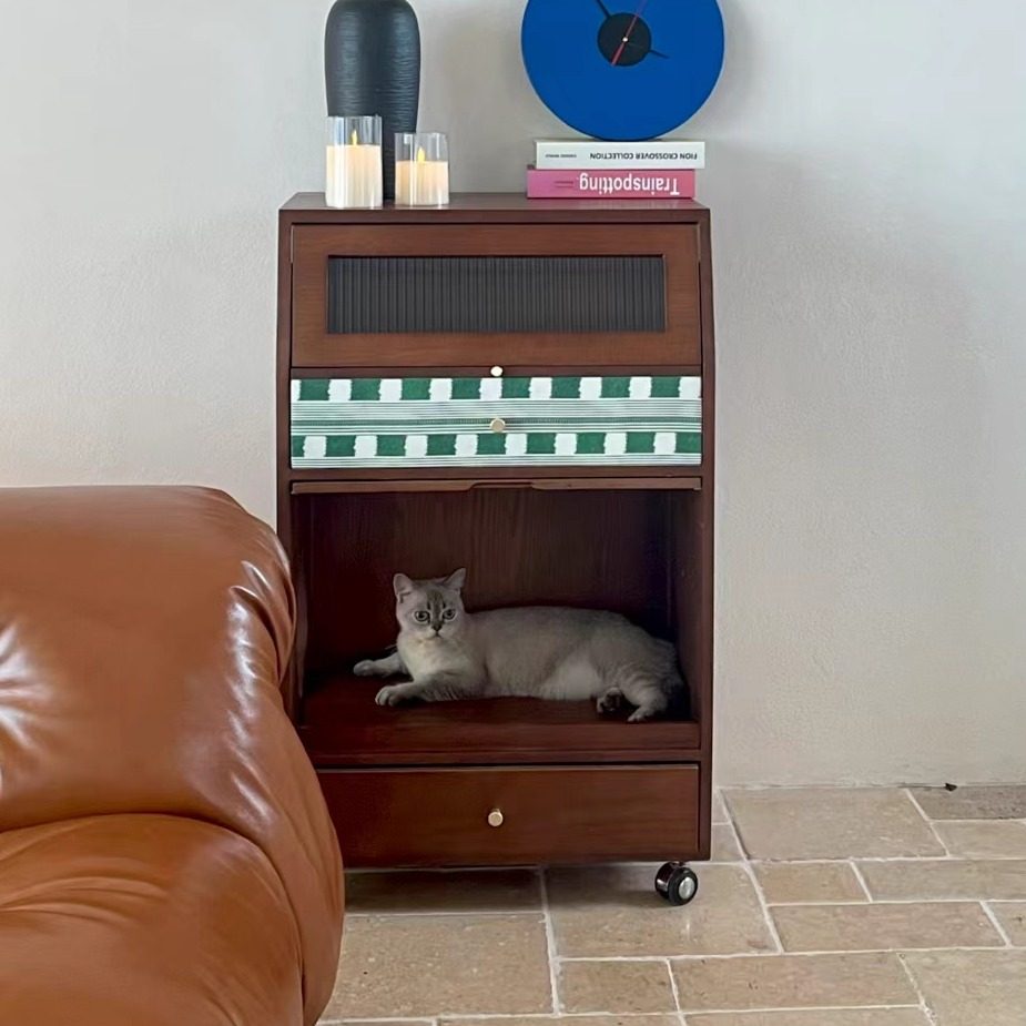 Living room, pet sharing, household use, movable cat bed, dining cabinet, antique style storage cabinet