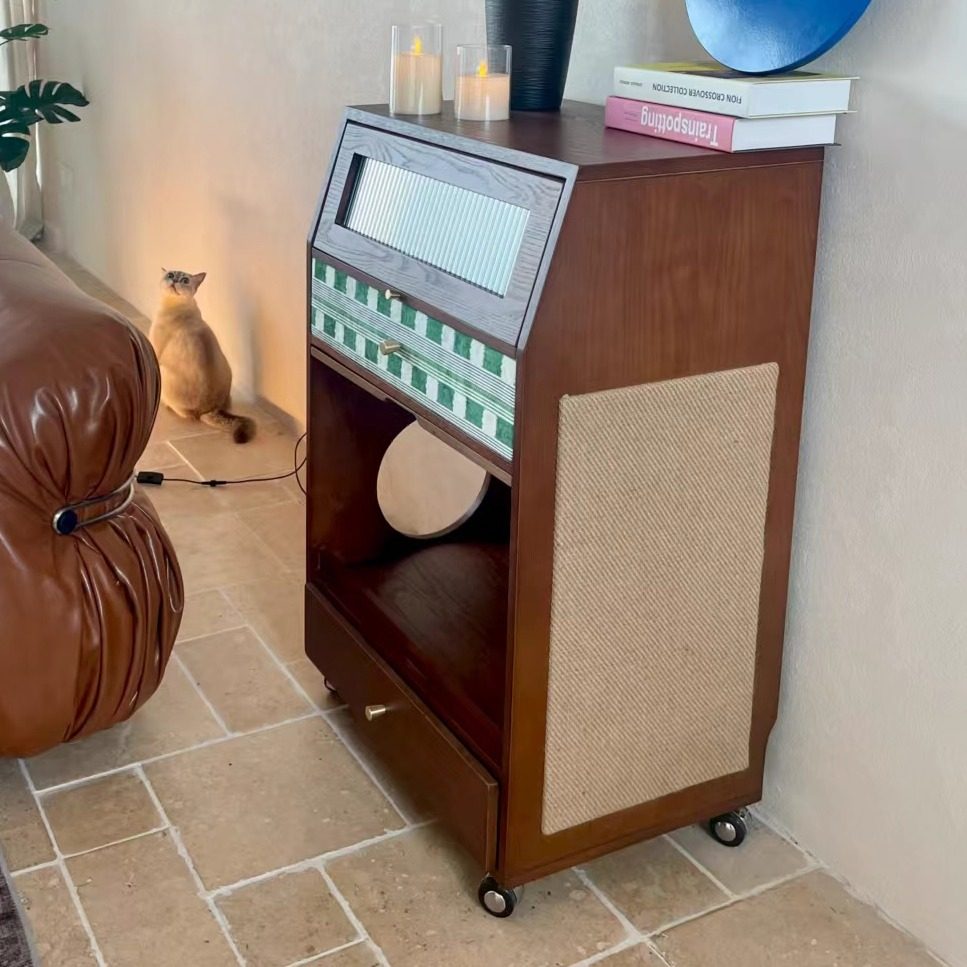 Living room, pet sharing, household use, movable cat bed, dining cabinet, antique style storage cabinet